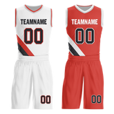 Custom White Red Classic Style Reversible Basketball Uniform Personalized COOLMAX BBJR-D017037